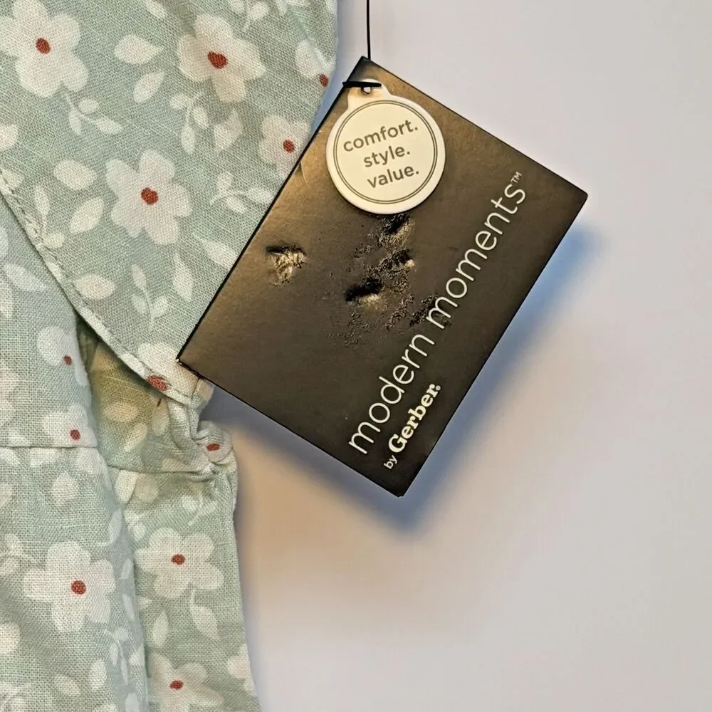 Gerber toddler Girls Romper with Floral Print NWT 4T Month Green Summer Comfy